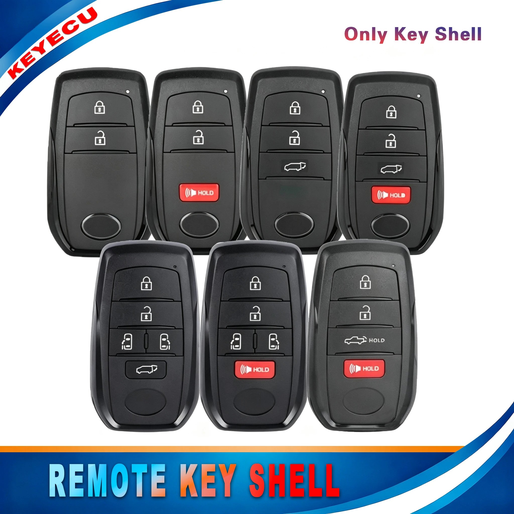 KEYECU 2 3 4 5 6 Button for Toyota Corolla Cross Sienna Highlander Venza 2022 Smart Remote Key Shell HYQ14FBW