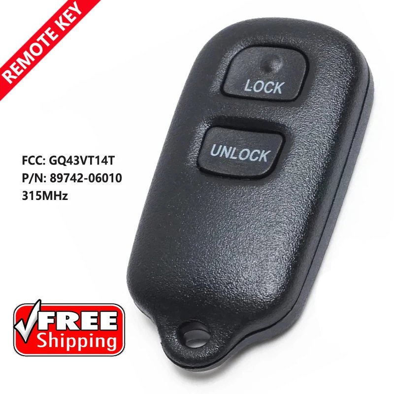 DIYKEY GQ43VT14T 314.4Mhz Remote Control Car Key for Toyota Camry Corolla Matrix 1999 - 2006 2007 2008 2009 2010 315Mhz fob