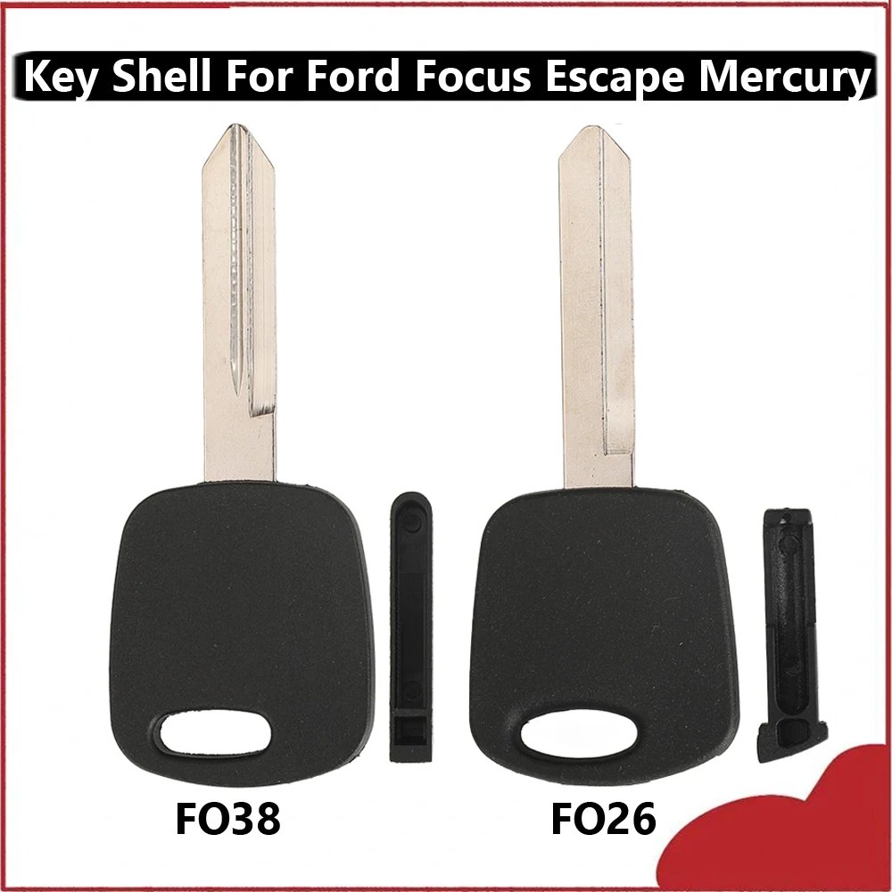jingyuqin New Replacement Car Key Shell For Ford Focus Escape Mercury Lincoln FO38 /FO26 Blade Blank Transponder Chip Case
