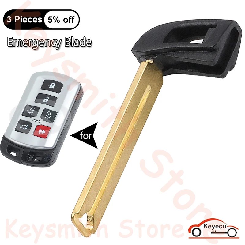 KEYECU Uncut Insert Emergency Key Blade for Toyota Sienna 2011 2012 2013 2014 2015 2016-2020 Auto Smart Remote Key Fob HYQ14ADR
