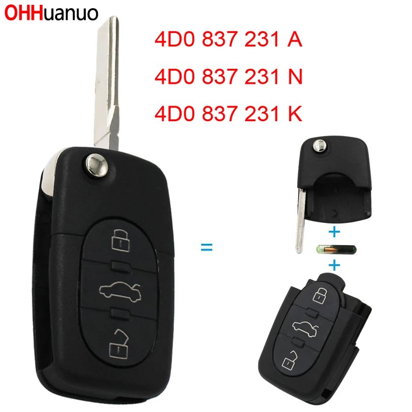 3 Buttons 433.92 MHZ /433MHZ/ 434MHZ Remote Key Control Fob 4D0 837 231 A/4D0 837 231 N/4D0 837 231 K For Audi A3 ,A6, A8