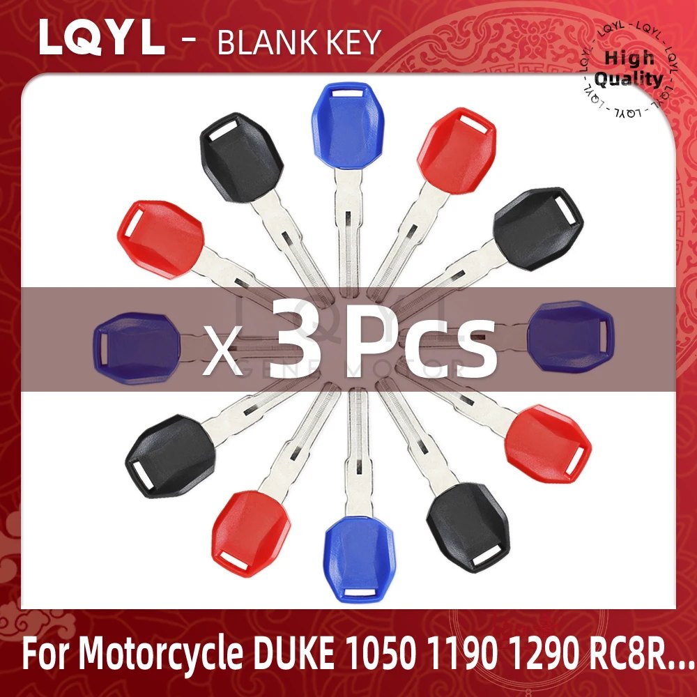 3Pcs New Blank Key Motorcycle Replace Uncut Keys For DUKE 1050 1190 1290 RC8R SUPER DUKE ADV Adventure Embry Uncut Blade