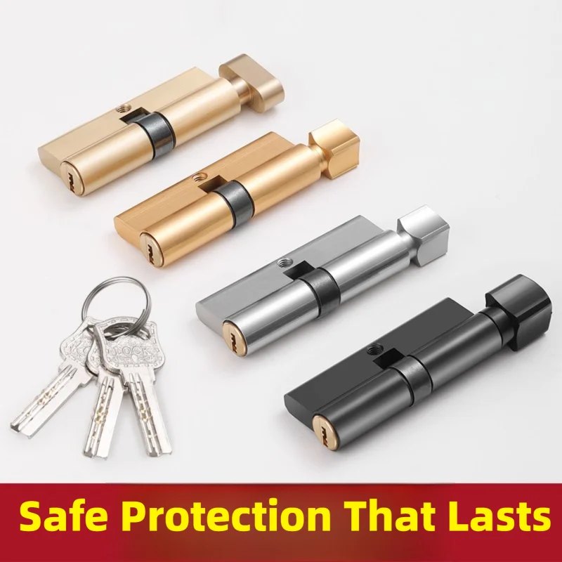 Small 70 Lock Cylinder Universal All-Copper Body Old-Style Door Lock Set for Home Bedroom Solid Wood Interior Doors
