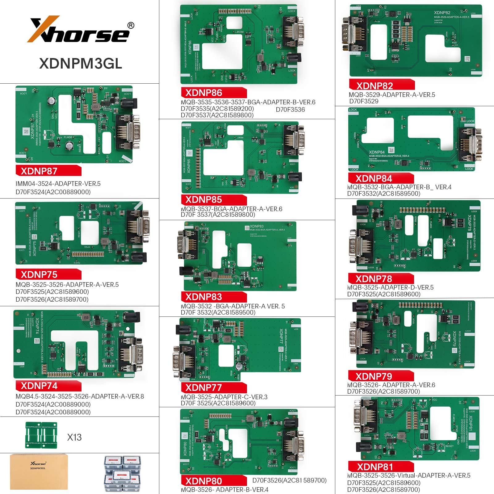 Xhorse MQB48 solder free adapter set