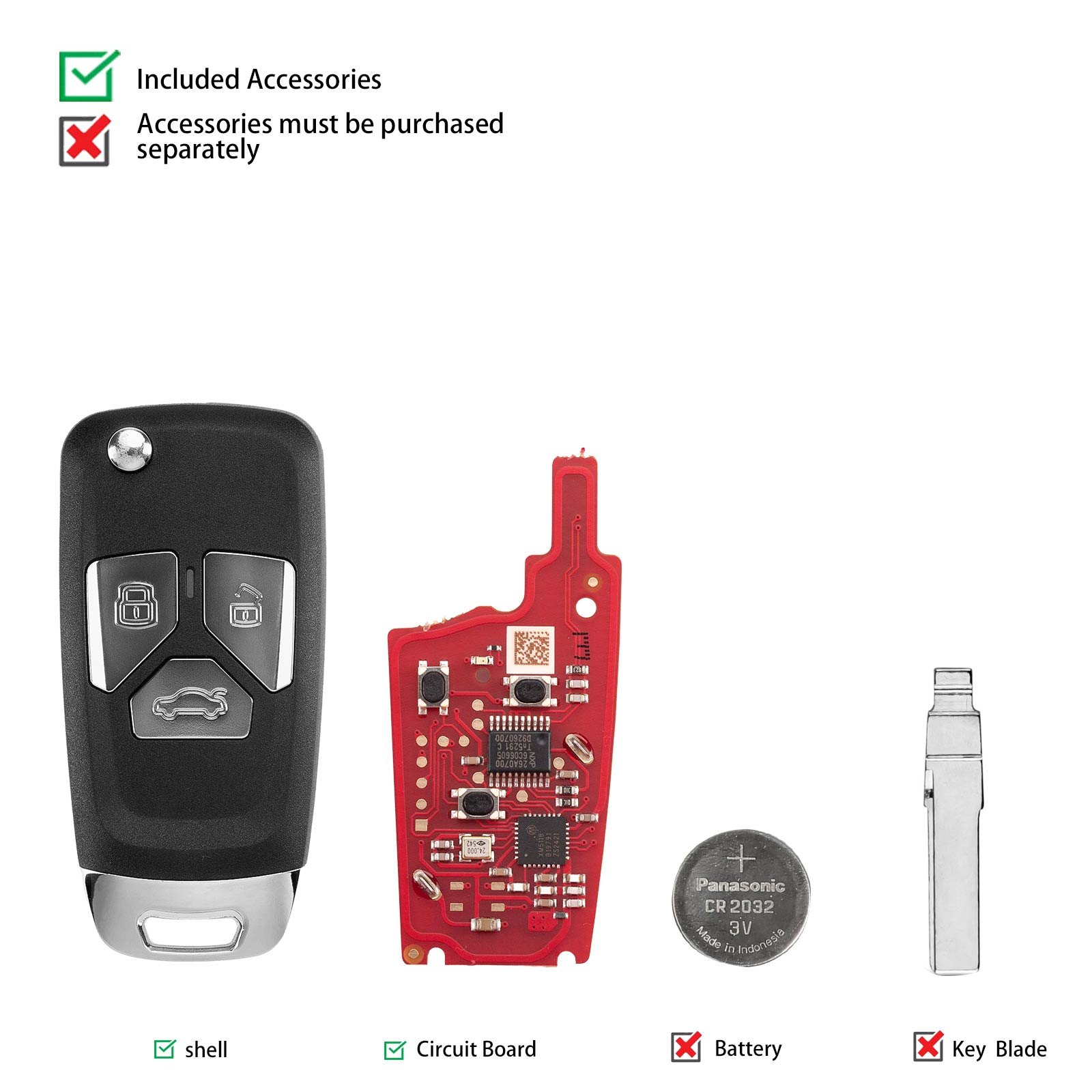Xhorse XNAU21EN three button universal remote in an Audi style body
