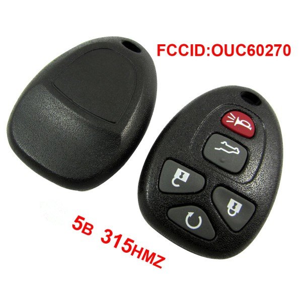Five button 315MHz remote key for GM vehicles