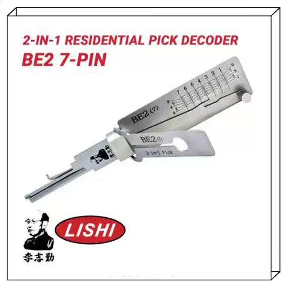 Lishi BE2 7 Pin LOCKSMITH TOOL Best A 2-in-1 Residential Pick Decoder Anti Glare