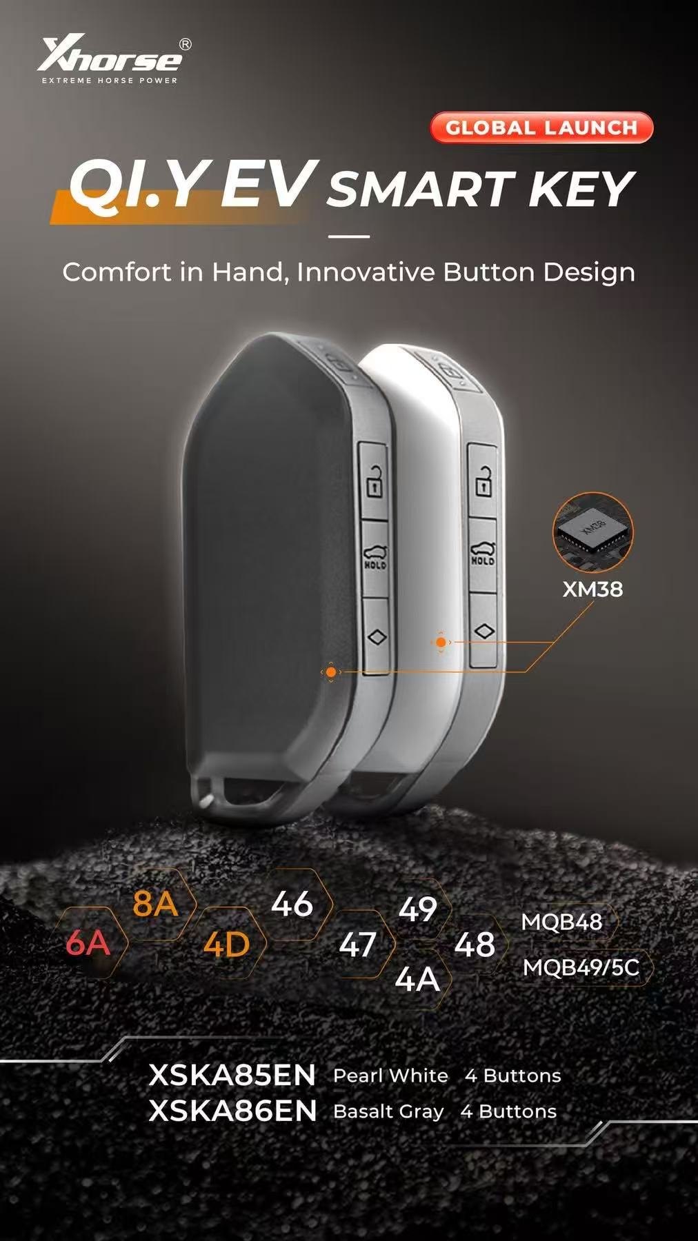 Xhorse QI.Y EV XM38 smart keys in pearl white and basalt grey