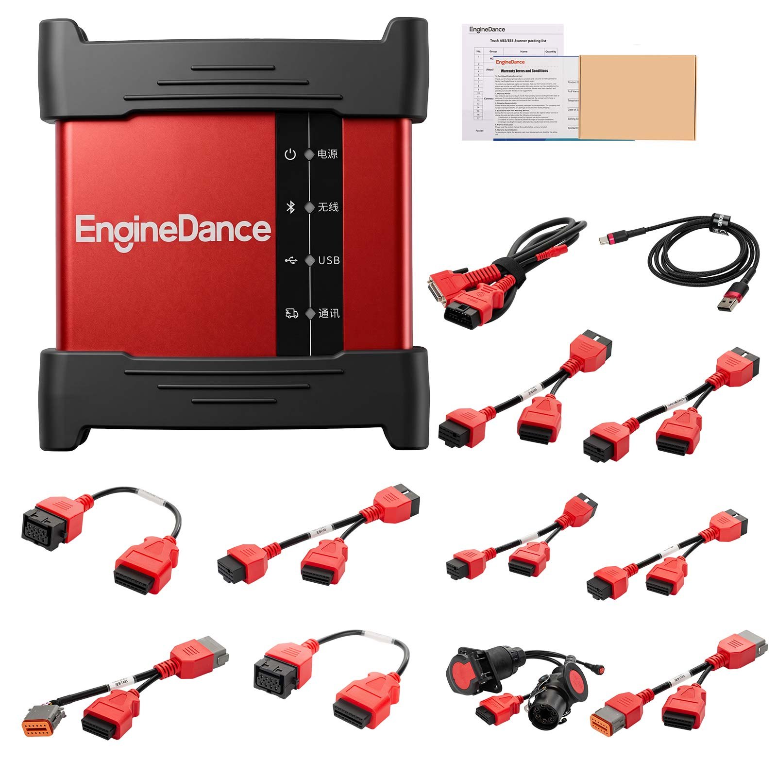 EngineDance specialized diagnostic scanner with VCI kit and truck cables