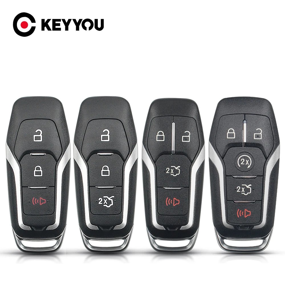 KEYYOU Remote Smart Car Key Fob Shell Case For 2015 2016 2017 Ford F-150 Explorer Edge Mustang Fusion 3/4/5 Buttons With Blade