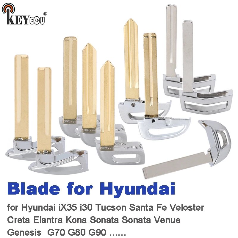 KEYECU Remote Key Blade Only Blade for Hyundai IX35 I30 Tucson Santa Fe Veloster Creta Genesis G80 Elantra Kona Sonata