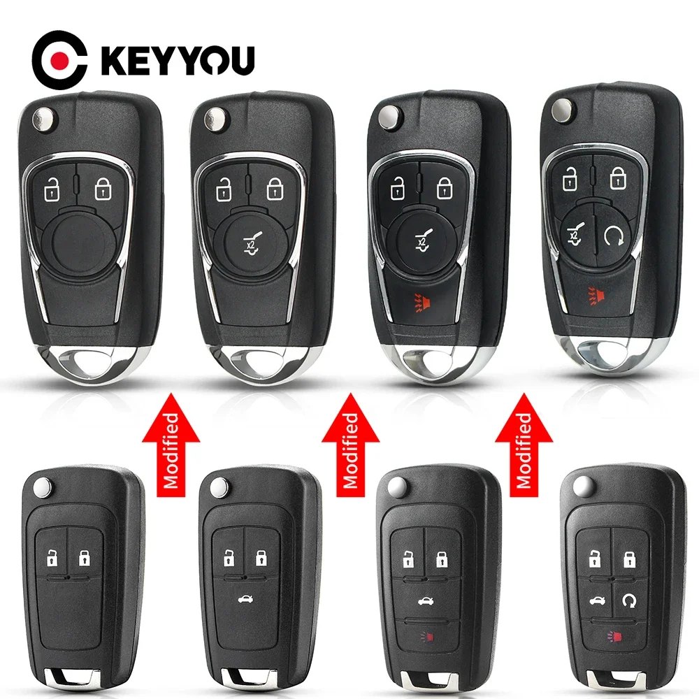 KEYYOU For Chevrolet Cruze For OPEL Insignia Astra J Zafira Car Remote 2/3/4/5 Buttons Key Modified Flip Car Key Case NO LOGO