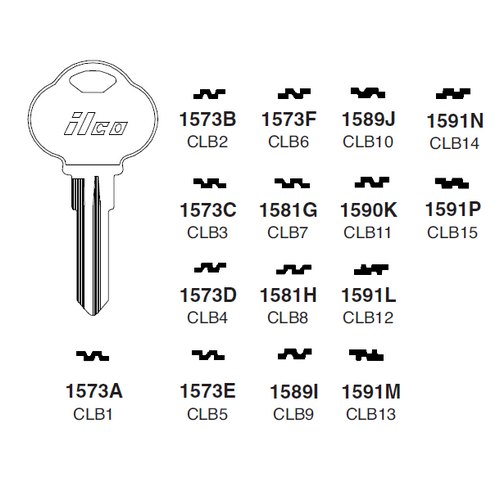 Ilco 1591P uncut key blank for The Club