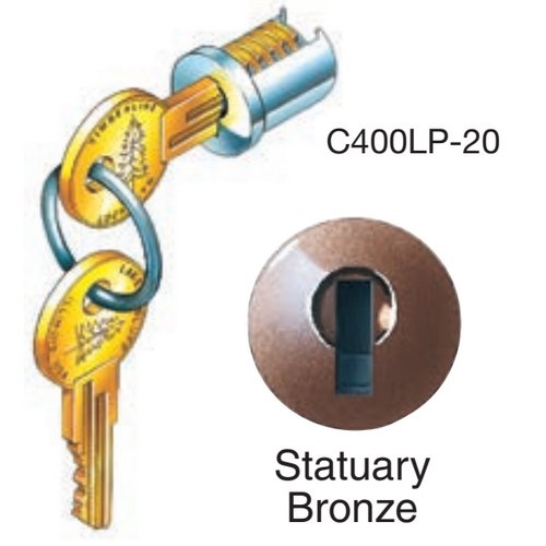 TimberLine C400LP Key Plug Assembly Keyed Alike to 100T, Statuary Bronze. Finish - TL C400LP-100T-14A
