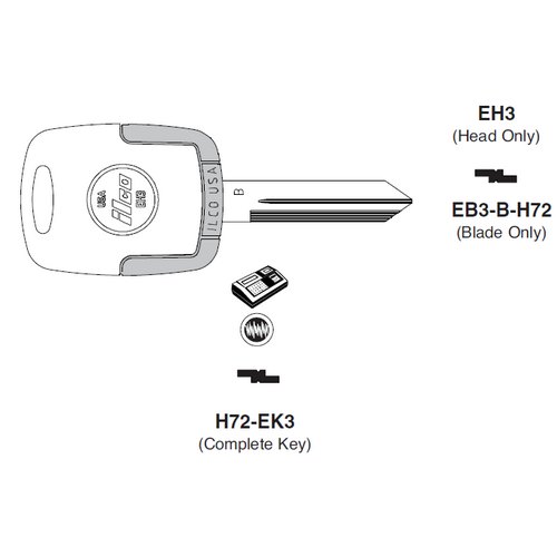 Ilco H72-EKS uncut key blank