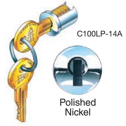 TimberLine C100LP Key Plug Assembly Keyed Alike to 105T - Polished Nickel Finish