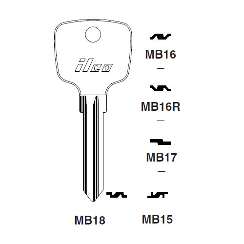 Ilco MB16 uncut key blank for Mercedes Benz
