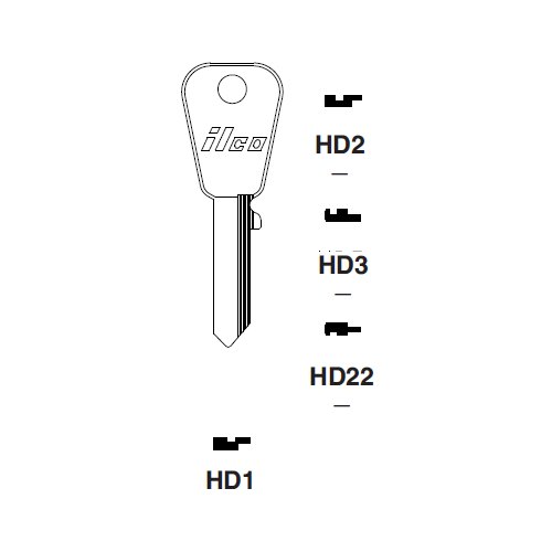 Ilco HD2 uncut key blank for Honda Motorcycles