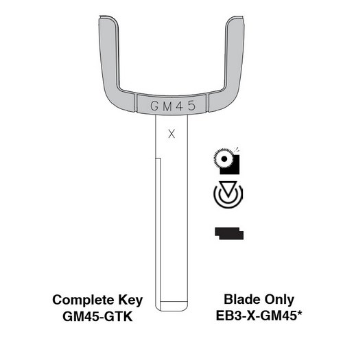 Ilco EB3-X-GM45 GM Electronic Key Blade Only