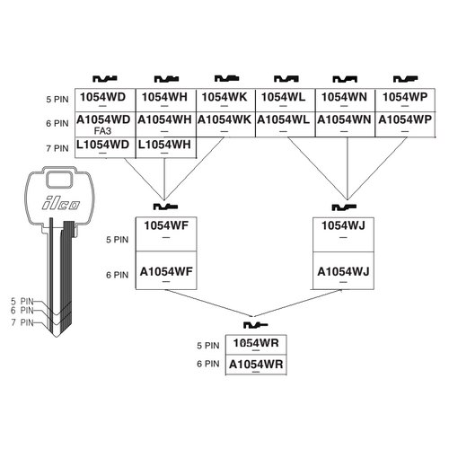 Ilco L1054WD uncut key blank for Falcon