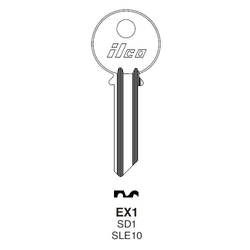 Ilco EX1 uncut key blank for Excel