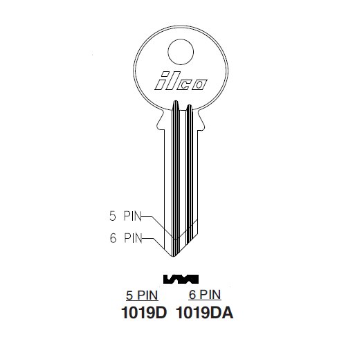 Ilco 1019DA uncut key blank for Reading