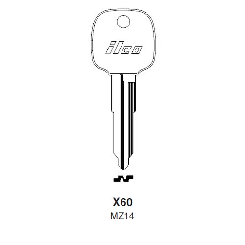Ilco X60 uncut key blank for Mazda
