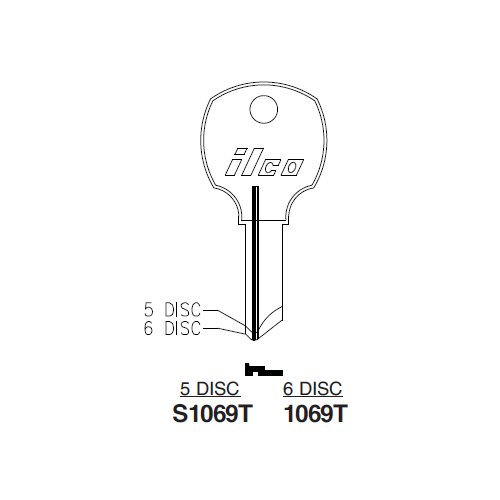 Ilco S1069T uncut key blank for National Cabinet