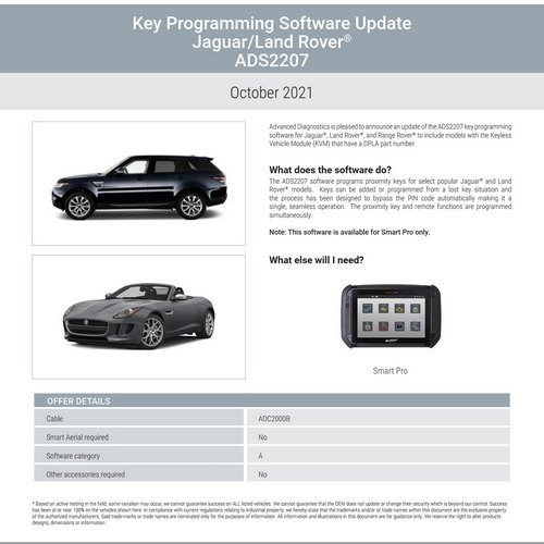 Advanced Diagnostics ADS2207 Jaguar / Land Rover Software - IL ADA2207