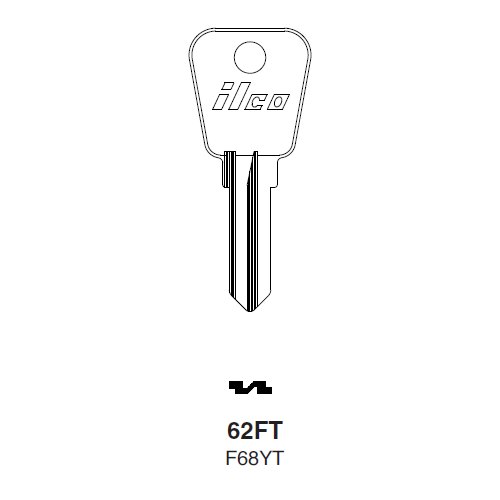 Ilco 62FT uncut key blank for Aston Martin, British Leyland, Jaguar, Norton