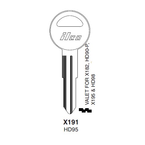 Ilco X191 uncut key blank for Honda Automobiles