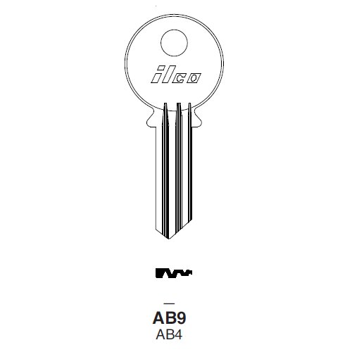 Ilco AB9 uncut key blank for Abus