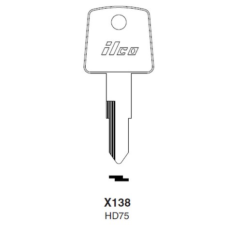 Ilco X138 uncut key blank for Honda Motorcycles, Kymco