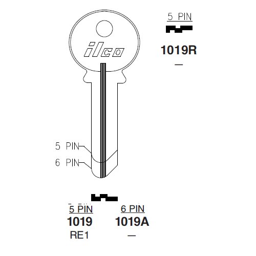 Ilco 1019A uncut key blank for Reading