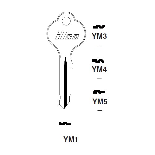 Ilco YM3 uncut key blank for DKW, Ford International, LKW, Mercedes Benz