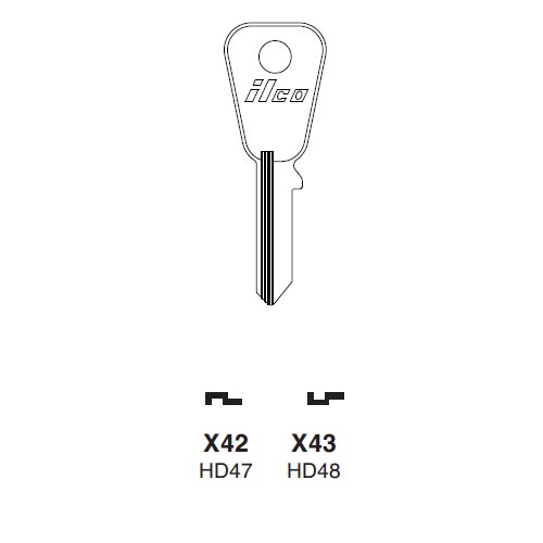 Ilco X43 uncut key blank for Honda Motorcycles