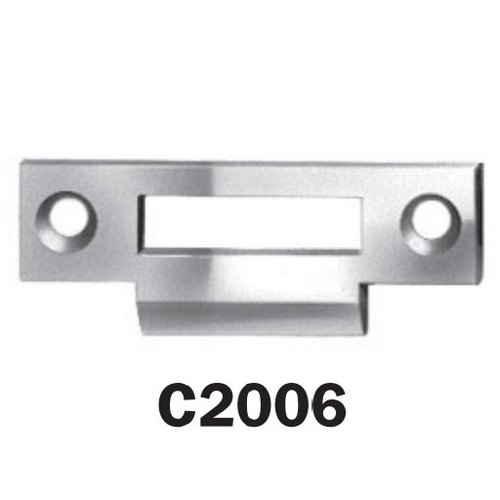 National Lock C2006-3 Flat strike with sq. ends and 15/16" x 1/4" tongue - 15/16" x 1/4" hole with Matching Mounting Screws - Bright Brass