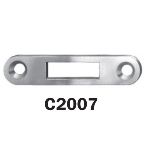National Lock C2007-3 Flat strike with rounded ends - 1-1/16" x 17/64" bolt hole with Matching Mounting Screws - Bright Brass