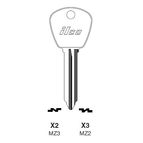Ilco X2 uncut key blank for Mazda