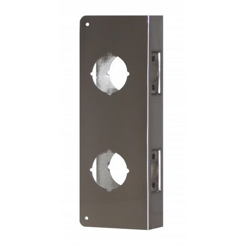 Don-Jo 261-S-CW Wrap Around Plate Double Bore For Cylindrical Lock 1-3/4" Door, 2-3/8" Backset, Finish: Satin Stainless Steel