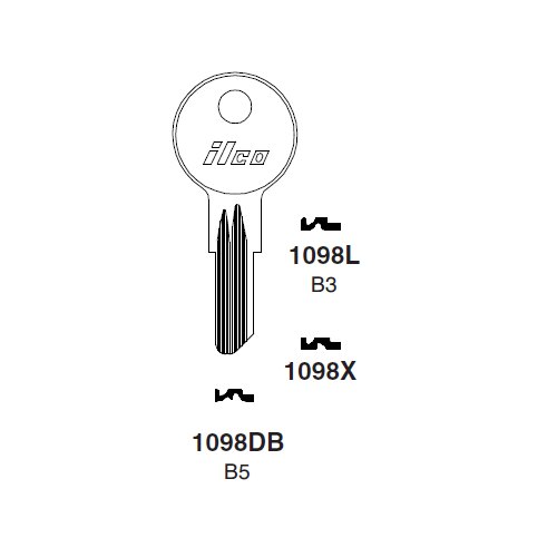 Ilco 1098DB uncut key blank for Briggs & Stratton, American Motors, Jeep, Renault