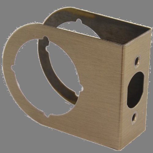 MAG 2035-ABV Wrap Around Plate Single Bore For Cylindrical Lock 1-3/8" Door - 2-3/8" Backset - Finish: Antique Brass