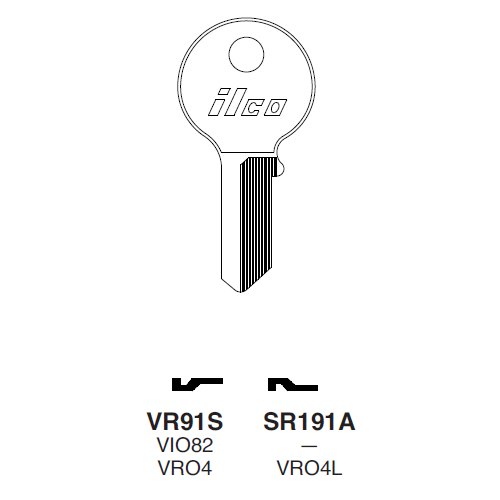 Ilco VR91S uncut key blank for Viro