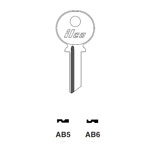 Ilco AB6 uncut key blank for Abus