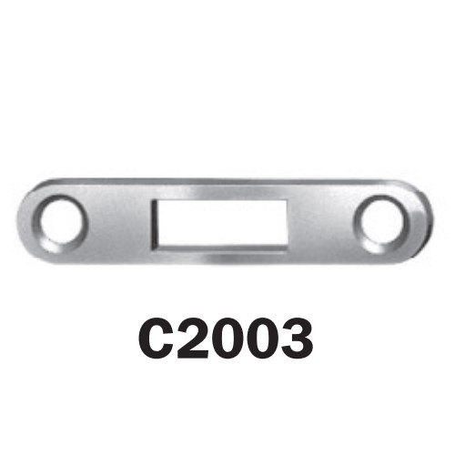National Lock C2003-14A Flat strike with rounded ends - 3/4" x 7/32" bolt hole with Matching Mounting Screws - Bright Chrome