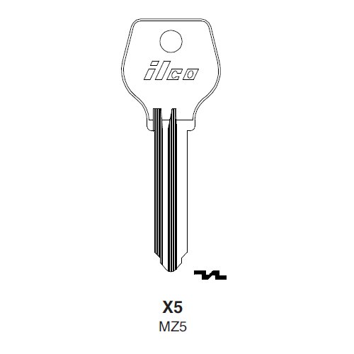 Ilco X5 uncut key blank for Ford, Madza
