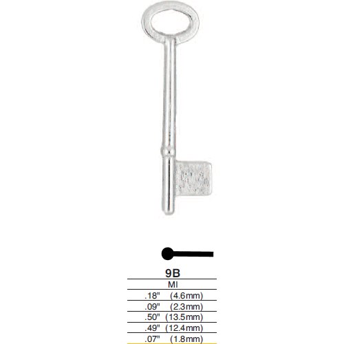 Ilco 9B uncut key blank