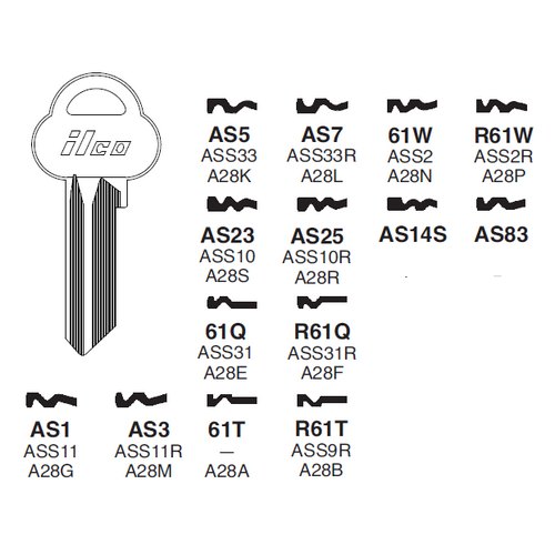 Ilco AS5 uncut key blank for Armor