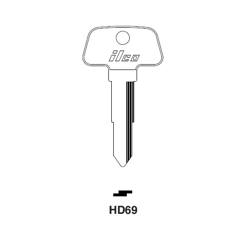 Ilco HD69 uncut key blank for Honda Motorcycles