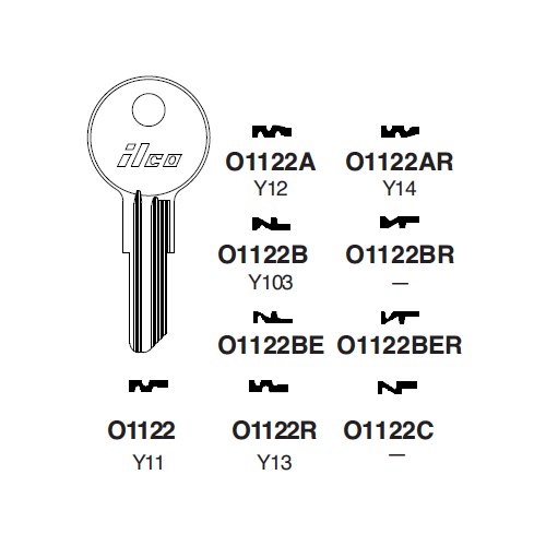 Ilco O1122BER uncut key blank for Yale